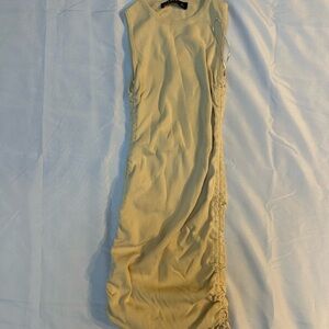 Lioness Beige Side Ruched Midi Dress